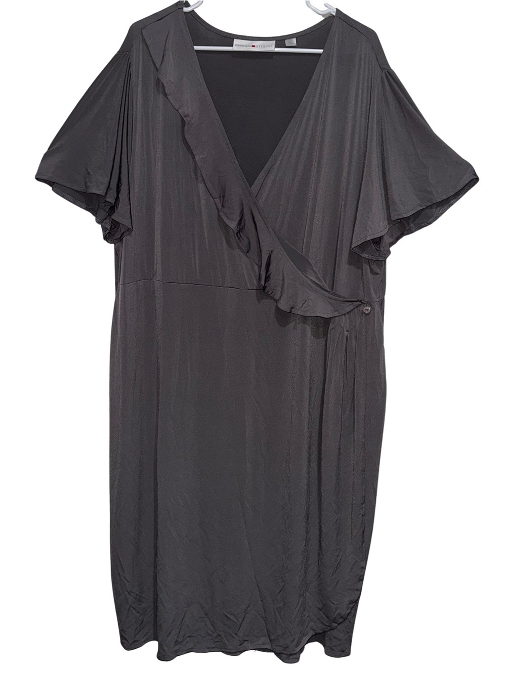 Avenue Studio Women’s Trendy Ruffle Detail Dress Flutter Sleeve Plus Size 30/32